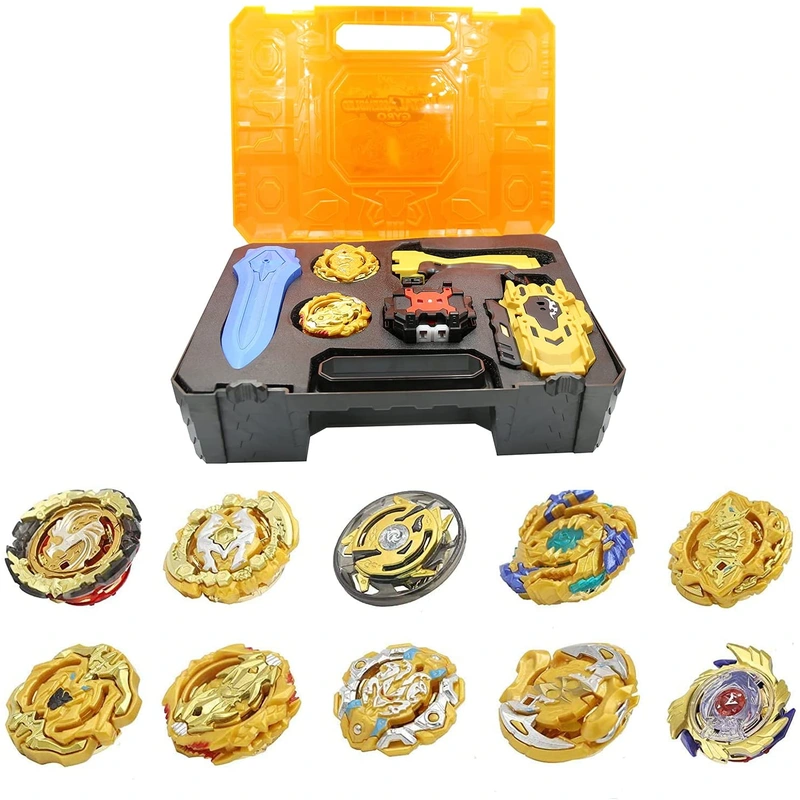 0BEST Bey Battling Top Burst Launcher Grip Toy Storage Box Case Gyros Spinning Top Set with 3 Launchers, Combat Gyro Set for Kids Gift (Orange)