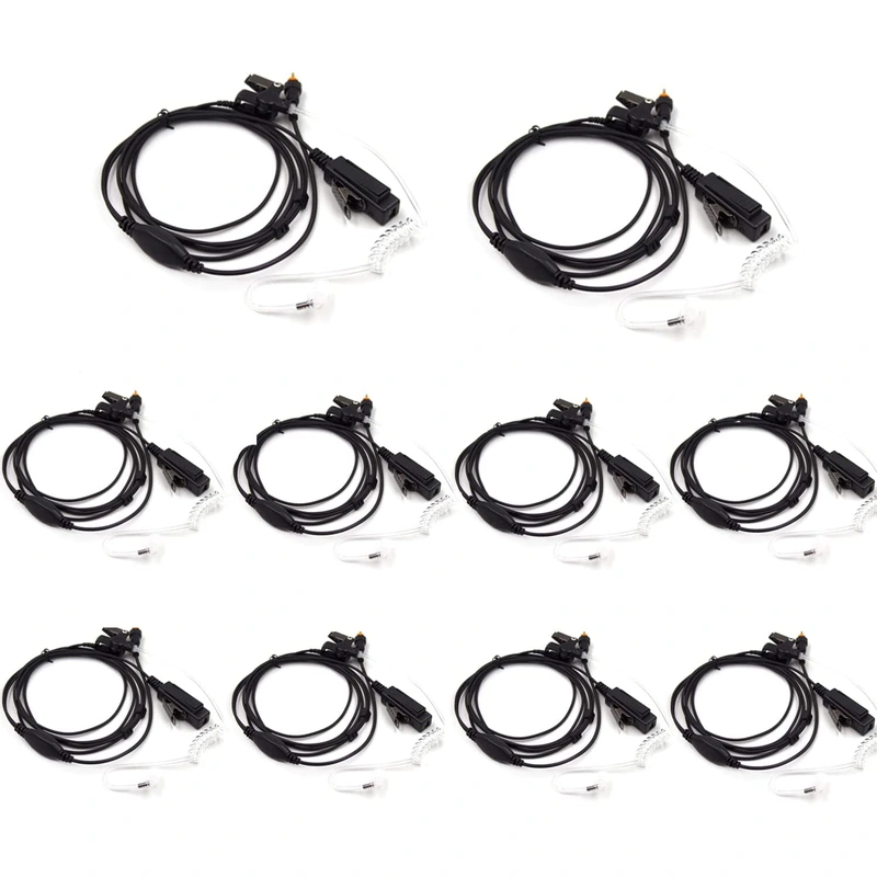 (10-Pack) Clp1010 Earpiece 1-Pin Covert Acoustic Tube With Ptt Mic For Motorola Clp1040 Clp1060 Two-Way Radio Walkie Talkie, Replace For Hkln4455 Hkln4487 Hkln4603