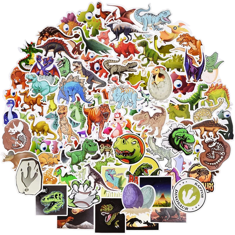 [100 Pcs ] Waterproof Dinosaur Stickers for Kids, Boys, Girls, Toddlers, Dinosaur Party Favor Supplies, Teacher Reward Stickers, Dinosaur Sticker Decal for Laptop Water Bottle