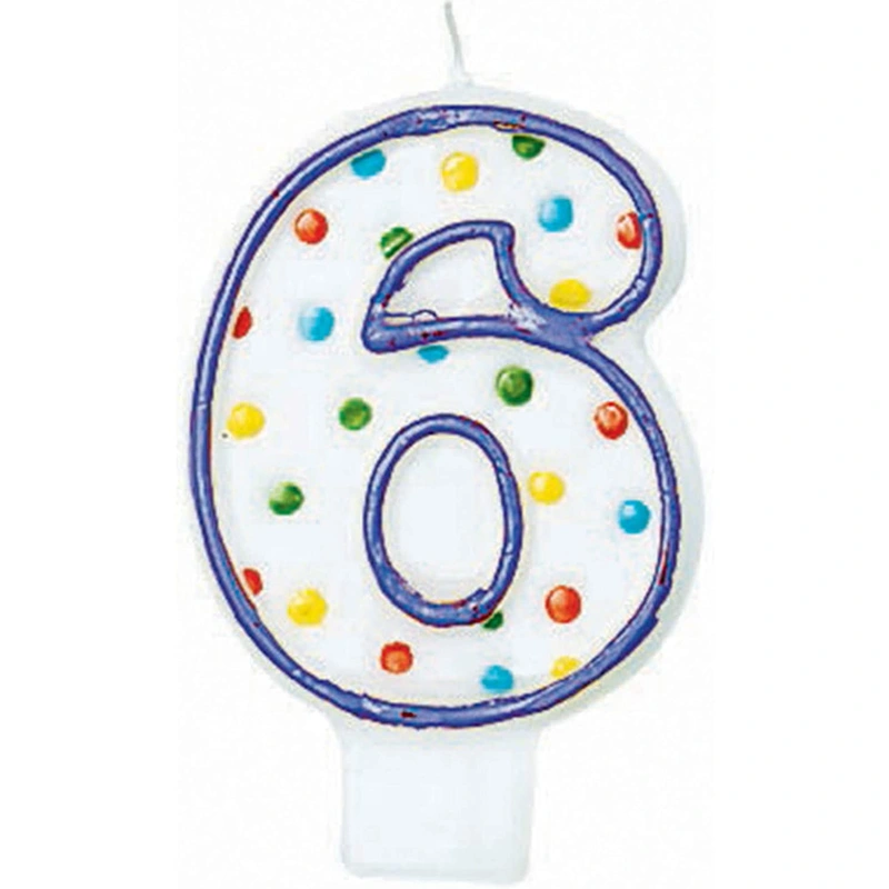 #6 Polka Dots Birthday Candle | Party Supply